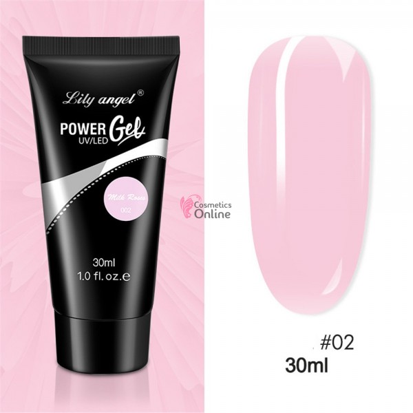 PolyAcril Gel UV/ LED pentru unghii false Lily Angel de 30 ML - 002 Milk Roses